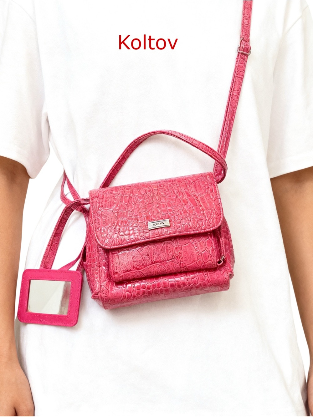 KOLTOV
 pink crocodile-embossed crossbody bag
